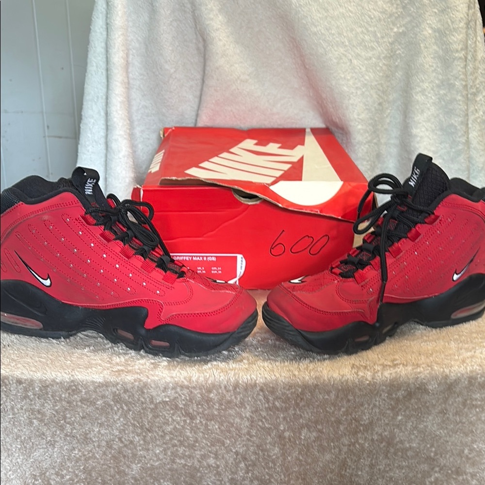 Nike Red and Black Sneakers with Holographic Detail